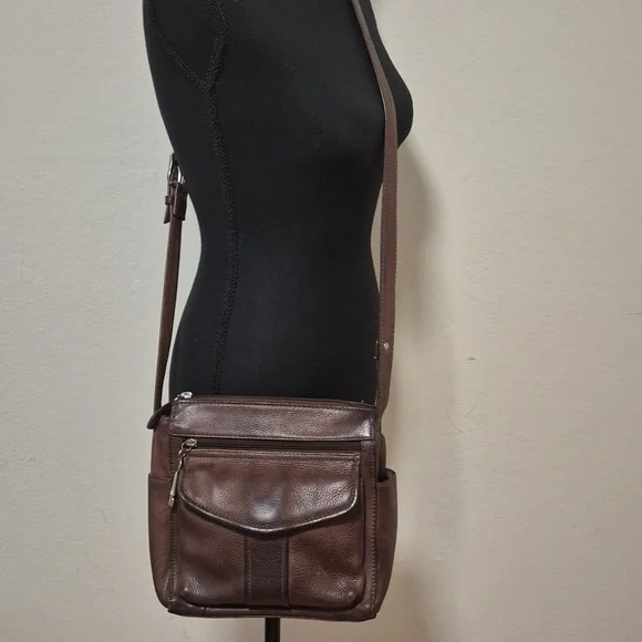 Vintage Fossil Brown Pebbled Leather Morgan Crossbody Purse Gently Loved - Picture 4 of 16